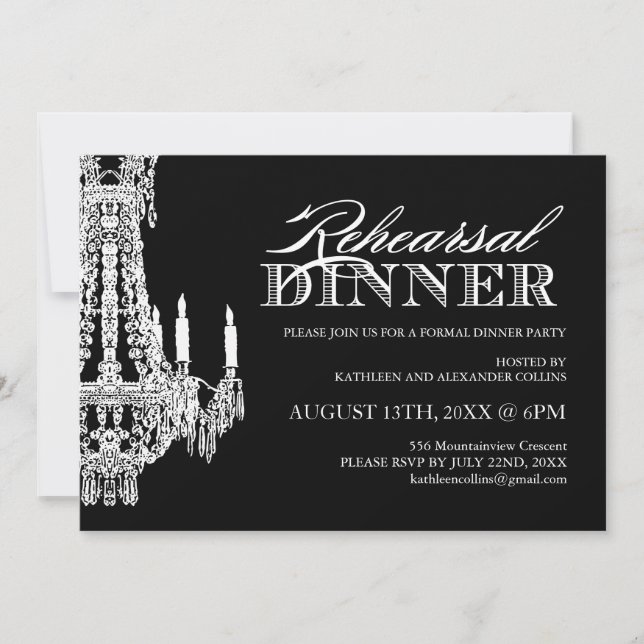 Black and White Customisable Party Invitations (Front)