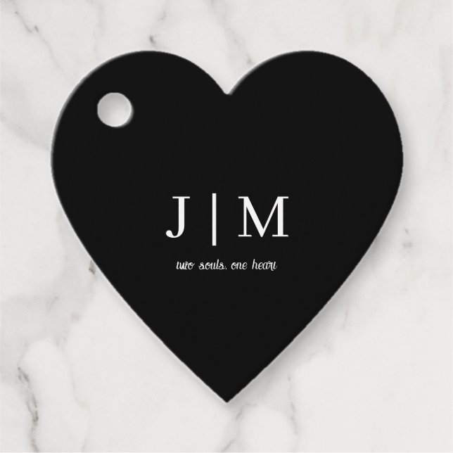 Black and White Customisable Wedding Favour Tag (Front)
