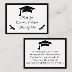 Black And White Customised Graduation Thank You Card