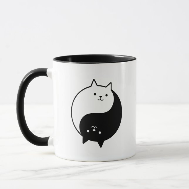 Black and White Cute Cats Purrfect Balance Mug (Left)