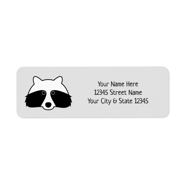 Black and white cute racoon return address labels (Front)