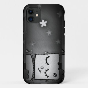 Black and White Cute Robot iPhone Case