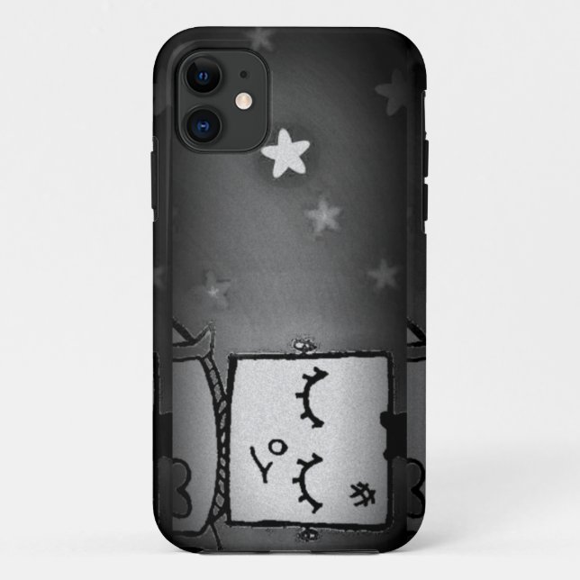 Black and White Cute Robot iPhone Case (Back)