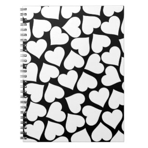 Black and White Cute Simple Heart Pattern Notebook