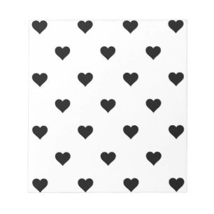 Black and White Cute Simple Heart Pattern  Notepad