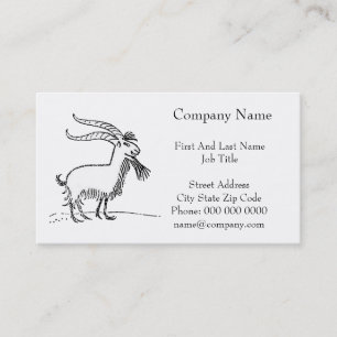 Black and White Cute Smiling Goat Cartoon Business Card