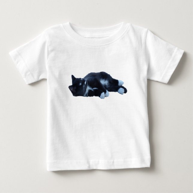 Black and white cute Tuxie kitten Baby T-Shirt (Front)