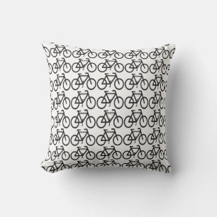 Black and White Cycling Abstract Outdoor Pillow