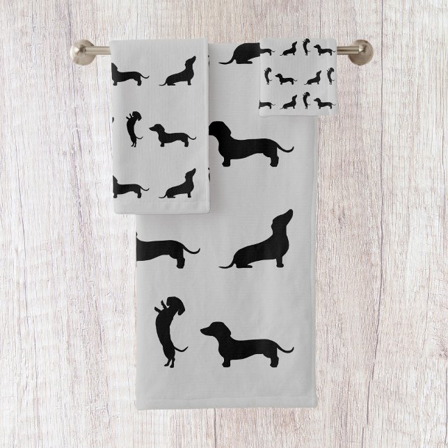 Black and White Dachshund  Bath Towel Set (Creator Uploaded)