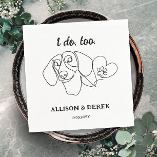 Black and White Dachshund Dog Lovers Pet Wedding Napkin
