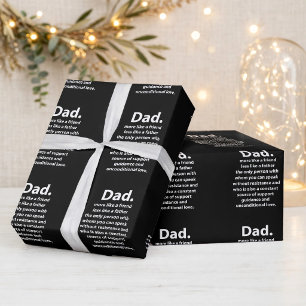Black and White Dad Daddy Quote Birthday Wrapping Paper