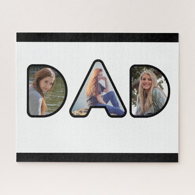 Black and White Dad Photo Collage Jigsaw Puzzle (Horizontal)