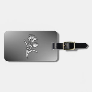 Black and White Daffodil Luggage Tag