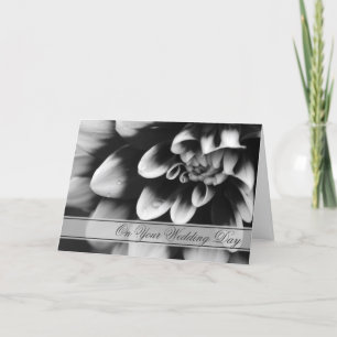 Black and White Dahlia Blended Family Wedding Card