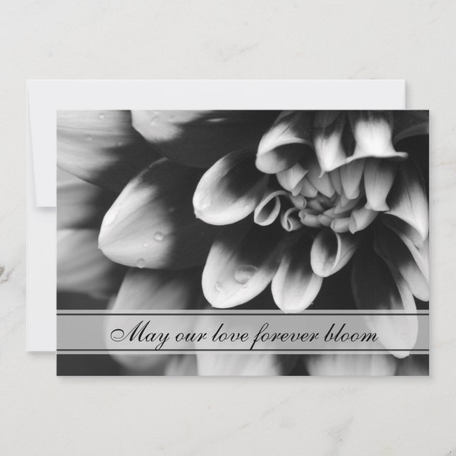 Black and White Dahlia Flower Wedding Invitation (Front)