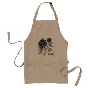 Black and White Dahlia Flowers Personalised  Standard Apron