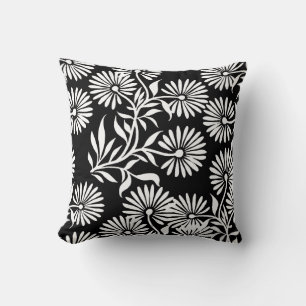 Black and White Daisies Cushion