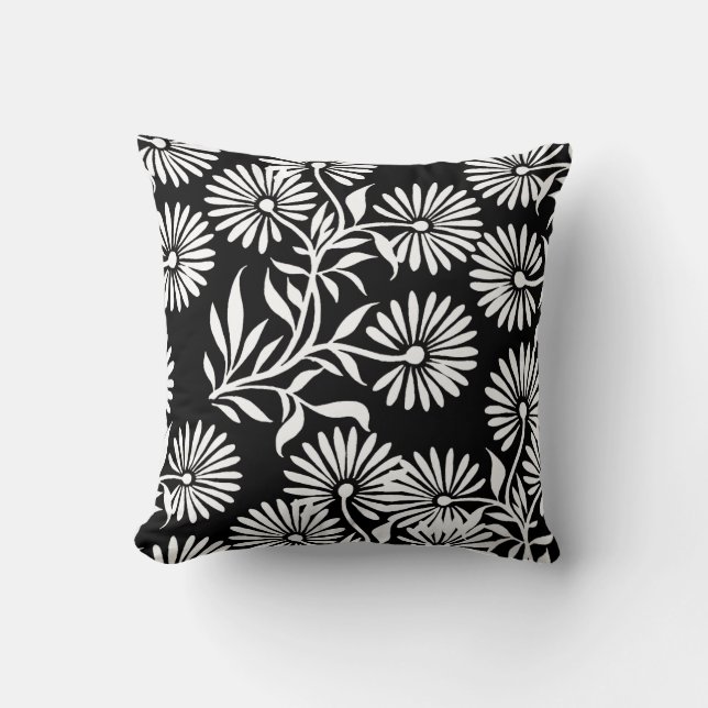 Black and White Daisies Cushion (Front)