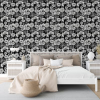 Black And White Daisies Floral Art Pattern