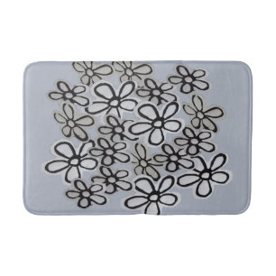 Black And White Daisies pattern Bath Mat
