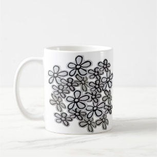 Black And White Daisies pattern Coffee Mug