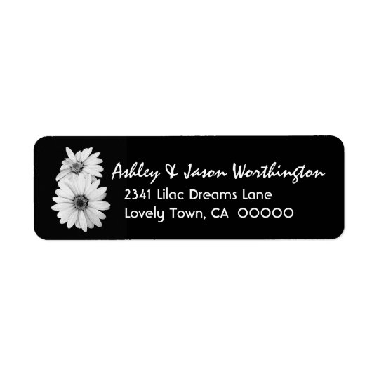 Black and White Daisies Wedding Y301 Return Address Label