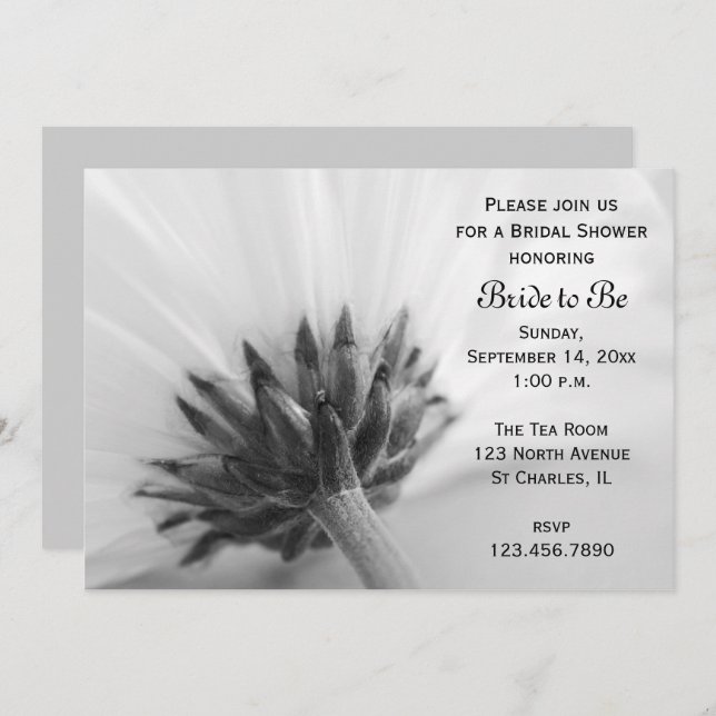 Black and White Daisy Bridal Shower Invitation (Front/Back)