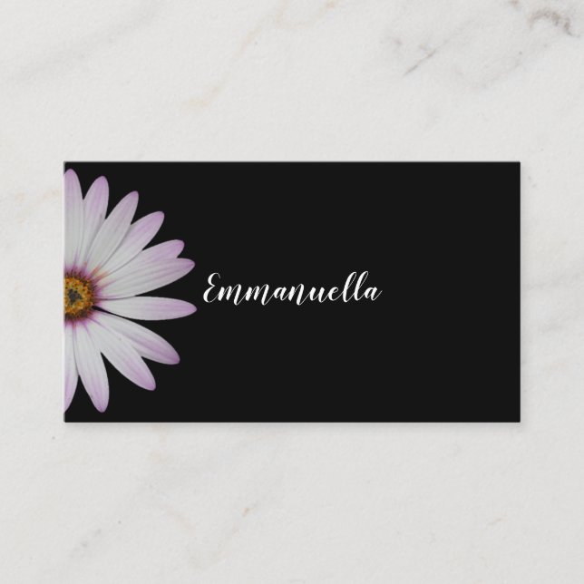 Black and White Daisy Business Card (Front)