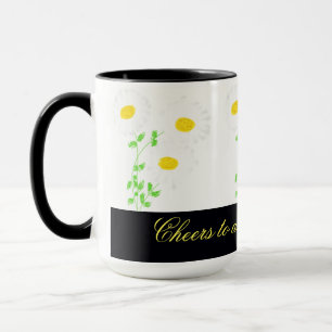 Black And White Daisy Flower Design Mug