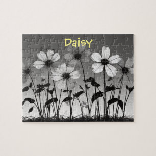 Black and White Daisy Flower Dreamscape Jigsaw Puzzle