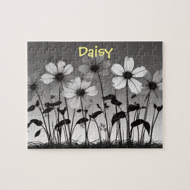 Black and White Daisy Flower Dreamscape Jigsaw Puzzle (Horizontal)