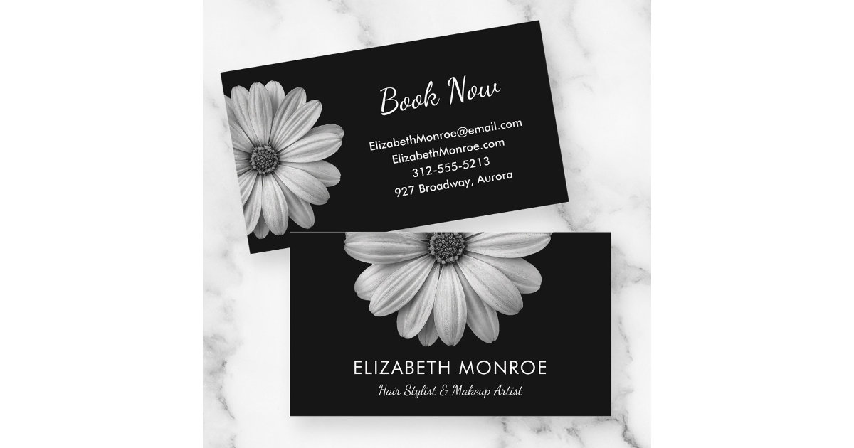 Black and White Daisy Hair Stylist Makeup Salon Business Card Zazzle