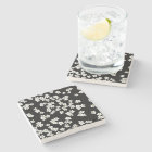 Black and White Daisy's on Stone Coaster