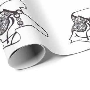 Black and White Dala Horse Wrapping Paper