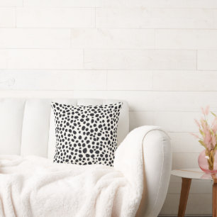 Black and White Dalmatian Dog Abstract Pattern Cushion