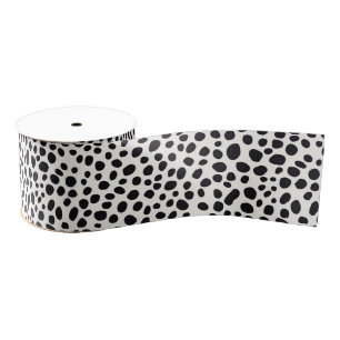 Black and White Dalmatian Dog Abstract Pattern Grosgrain Ribbon