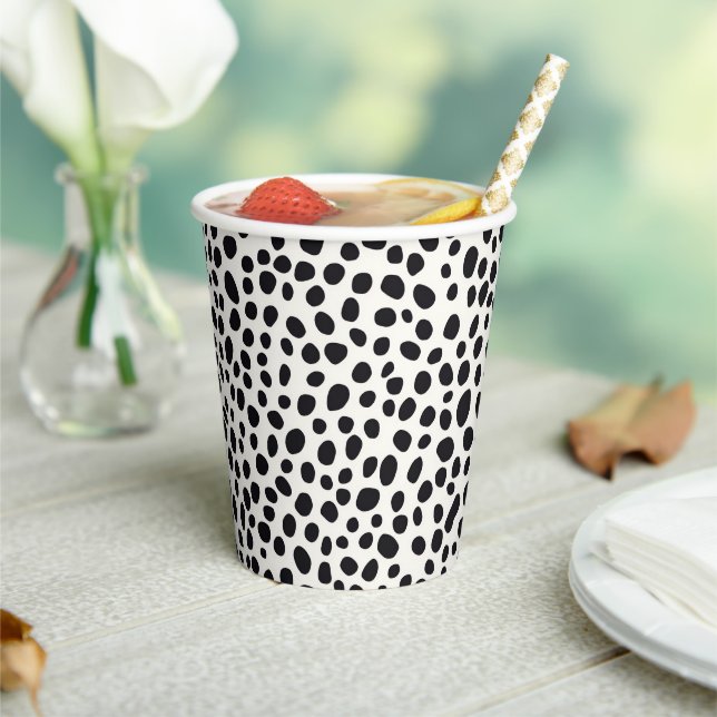 Black and White Dalmatian Dog Abstract Pattern Paper Cups (Insitu)