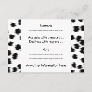Black and White Dalmatian Print Pattern. RSVP Card