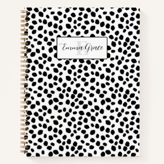 Black and white Dalmatian spot pattern notebook