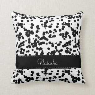 Black and White Dalmatian Spots Cushion