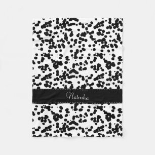 Black and White Dalmatian Spots Fleece Blanket