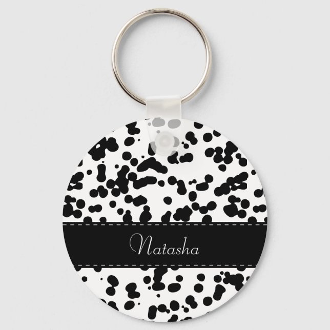 Black and White Dalmatian Spots Key Ring (Front)