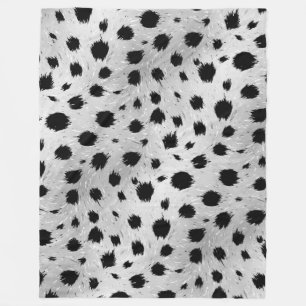 Black and White Dalmatian Spots Pattern Fleece Blanket