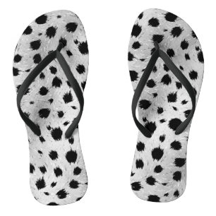 Black and White Dalmatian Spots Pattern Thongs