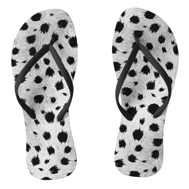 Black and White Dalmatian Spots Pattern Thongs (Footbed)