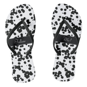 Black and White Dalmatian Spots Thongs