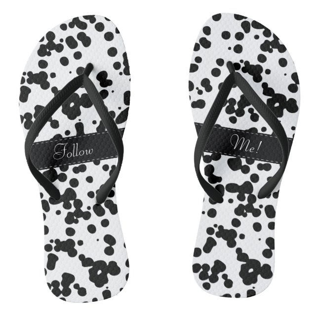 Black and White Dalmatian Spots Thongs (Footbed)
