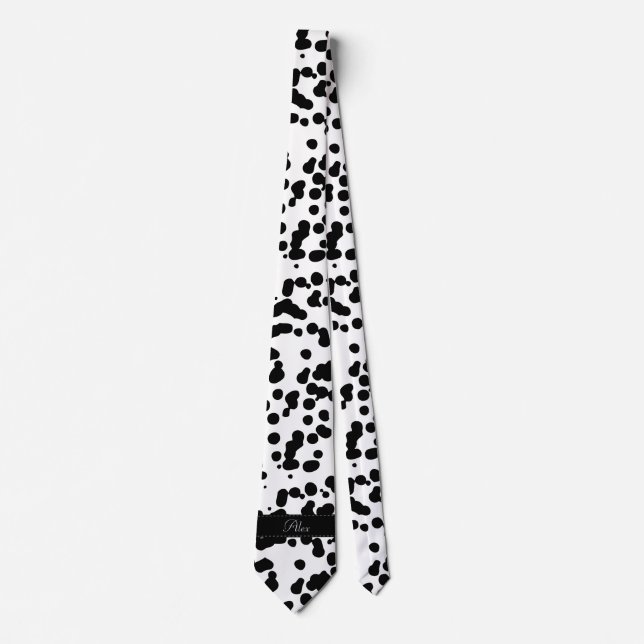 Black and White Dalmatian Spots Tie (Front)
