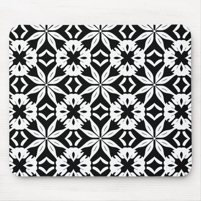 Black and white Damascus pattern Mouse Pad (Front)