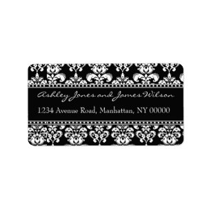 Black and White Damask Address Labels